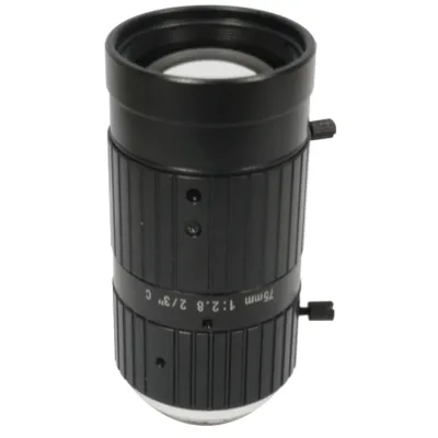 C-Mount FA Lens for Machine Vision with 75mm focal length 6MP F2.8 iris 2/3" inch format
