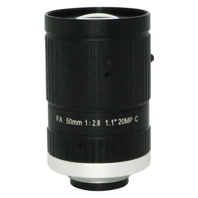 Foctek 50mm 1.1" 20MP C Mount Low Distortion FA Fixed Focal Optical Lens for Industrial cameras