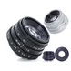 Silver/Black 35mm F1.6 C Mount CCTV Lens for M4/3 MFT CCTV & Adapter Camera Lens