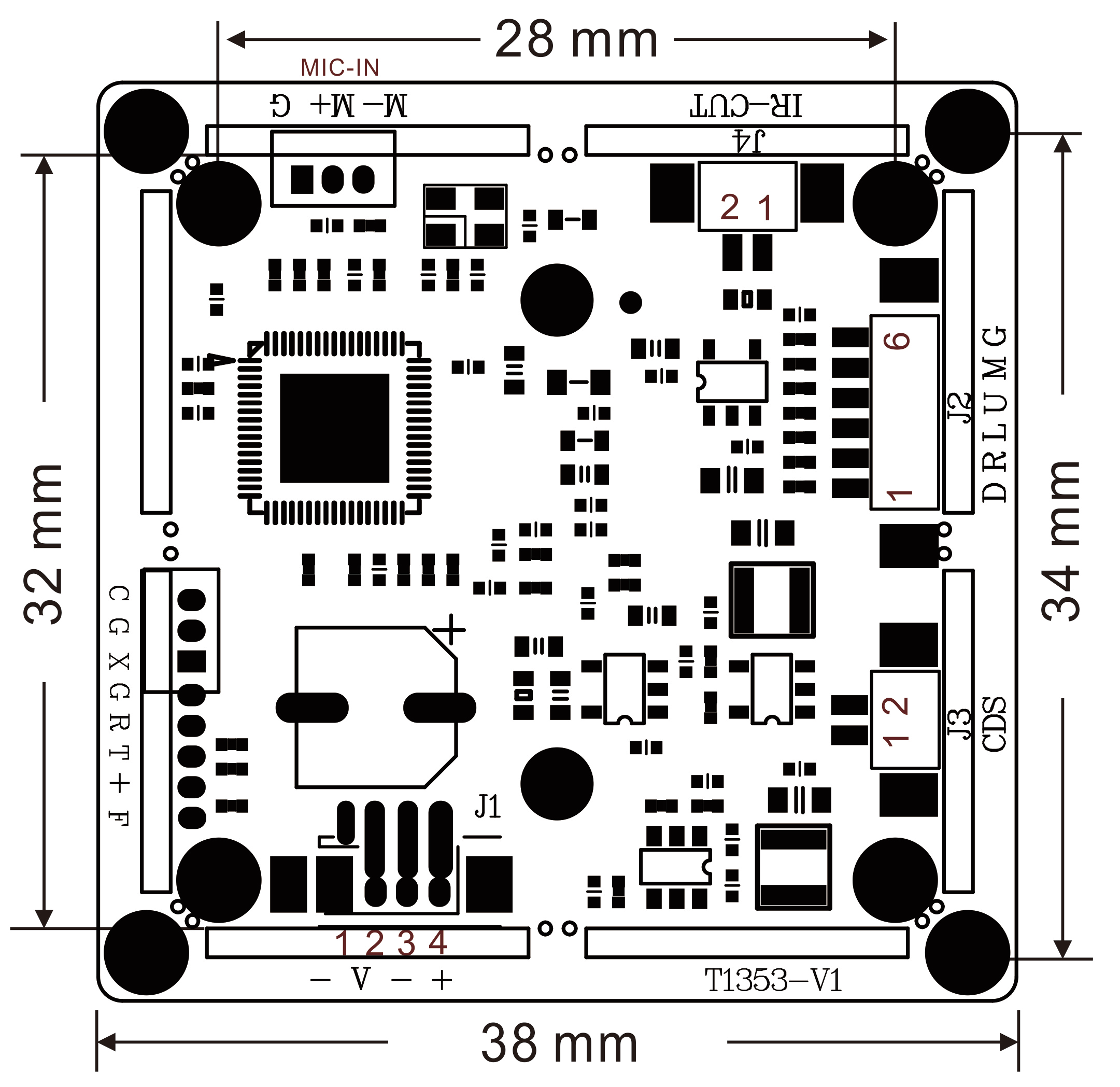 CCTV AHD camera 2MP CCTV camera pcb board module GC2053 TVI Audio